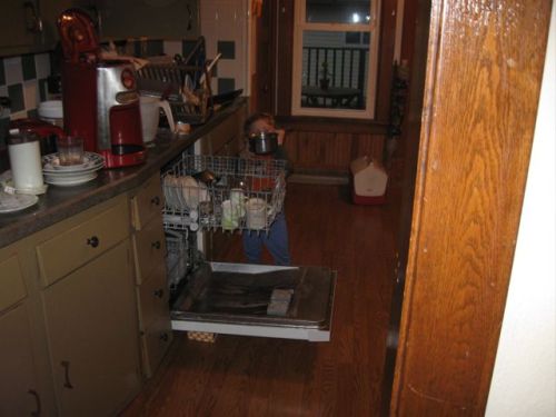 Unloading dishwasher